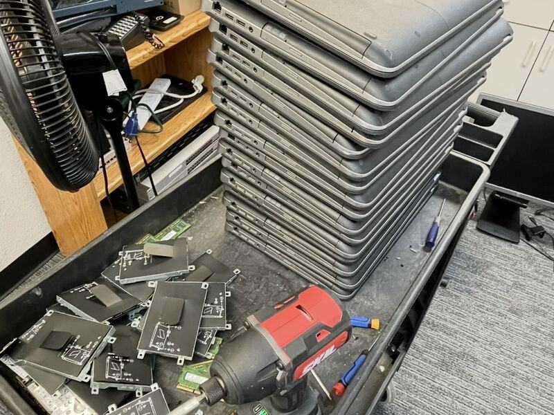 Laptop fleet teardown and hard drive removal